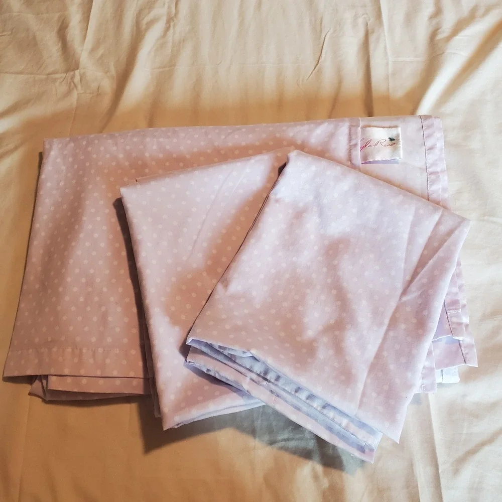 Lyla Rose Lavender Polka Dot Kids Sheet Set Purple White Pin Dot 3 Piece Set
